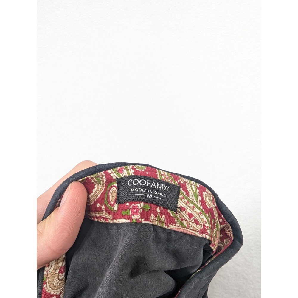 Coofandy Mens Dress Shirt Black Square Buttons Red Paisley Detail Stretch M‎ - Picture 7 of 8